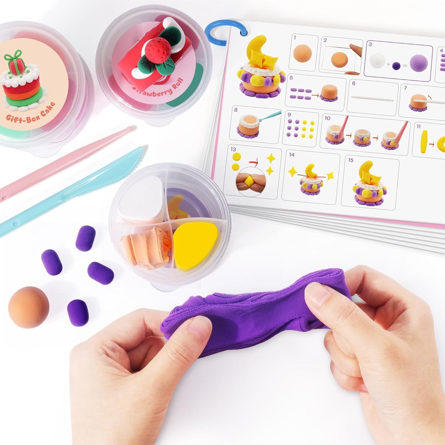 Air Dry Clay for Kids, 12 Boxes Modeling Clay Kit, DIY Molding Clay with Sculpting Tools and Tutorial, Ultra Light, Safe & Non-Toxic, Arts and Crafts School Projects, Home Party Favor for Boys Girls