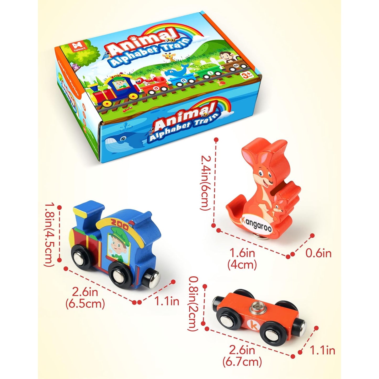 Wooden Alphabet Train Set for Toddlers – Magnetic ABC Train with Snap-Connection, Animal-Themed Educational Preschool Toy for Kids Ages 3-5, Montessori STEM Learning Gift for Boys and Girls